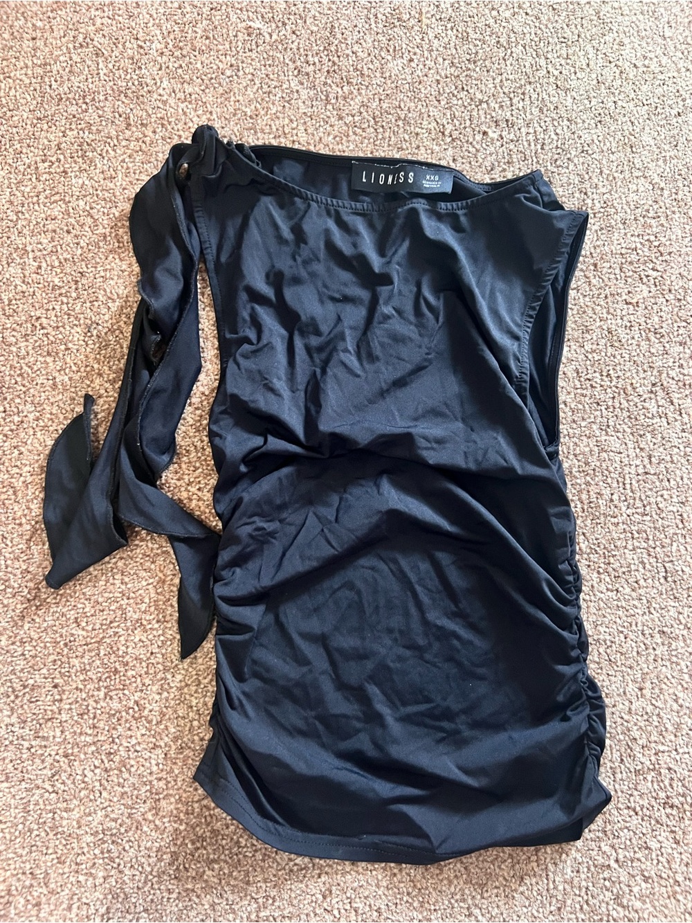 Lioness Black One-Shoulder Mini Dress with Side Tie